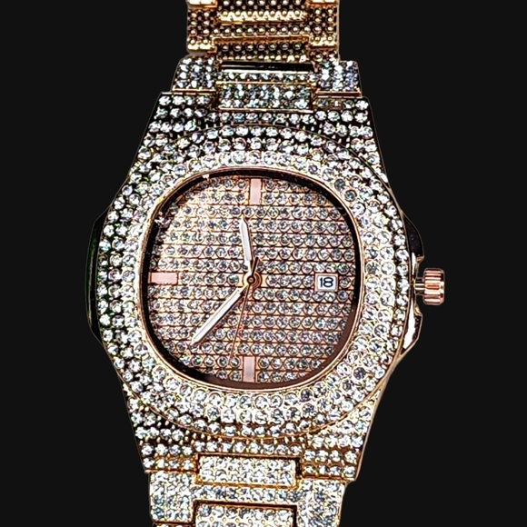 NWT Unisex Luxury Rose Gold Rhinestone Quartz Watch Dial Analog Wristwatch - Picture 4 of 16